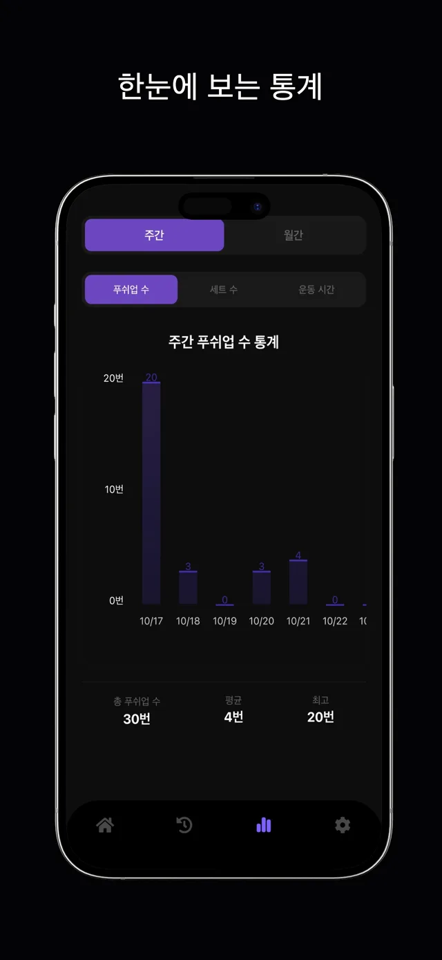 주간 푸쉬업 통계 차트